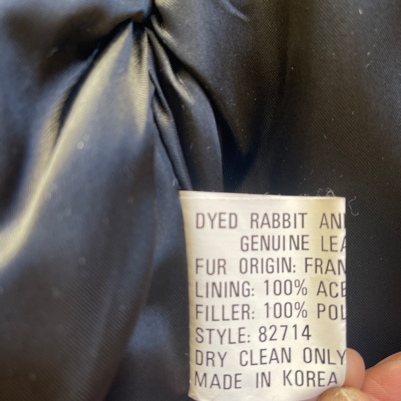 Wilsons black leather & rabbit fur vtg 80’s jacket size medium bat wing sleeves - Picture 9 of 14